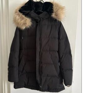 Zara Women's Black Fur-Trimmed Parka